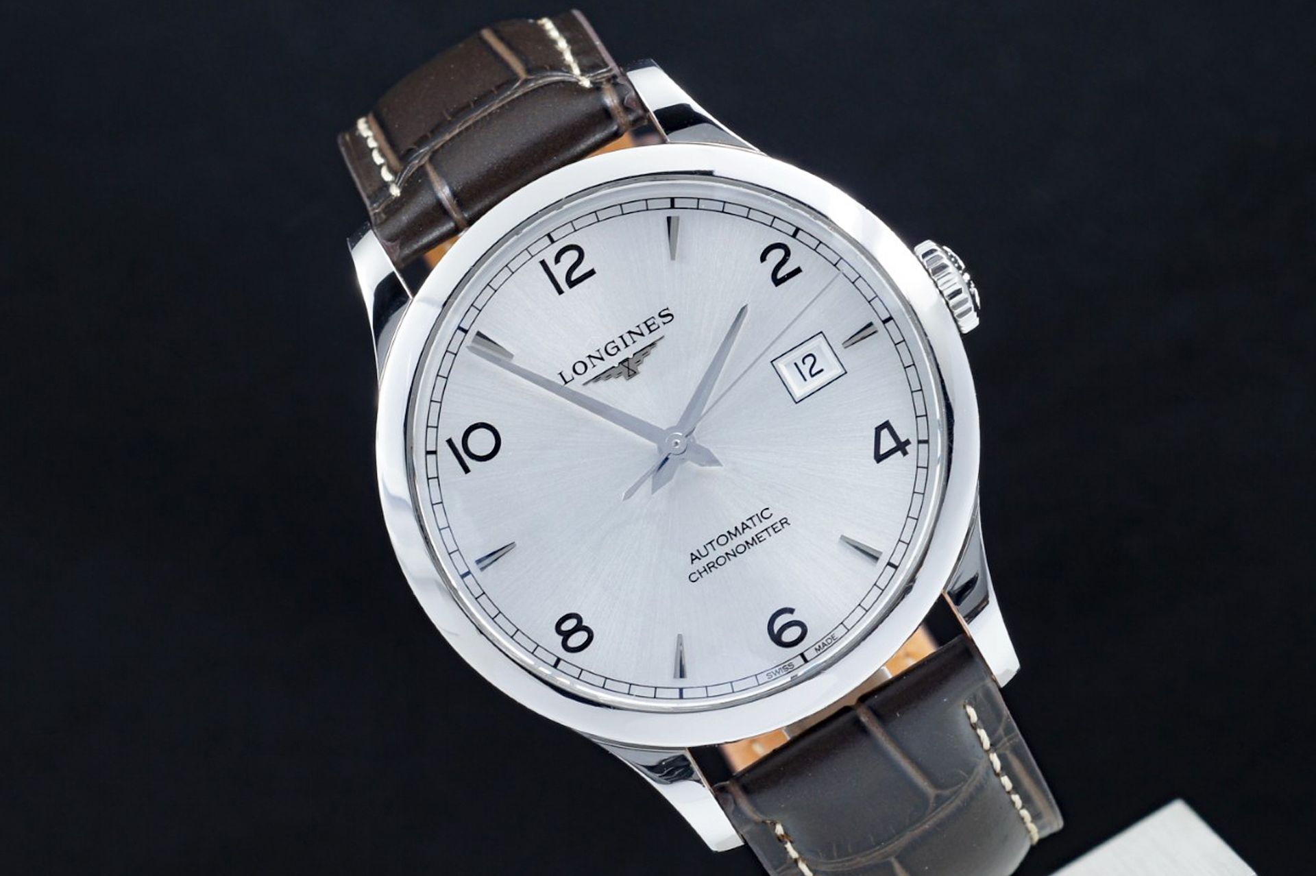 Foto horloge vooraanzicht op RobsWatchPlaza van een: Longines Record automatic L2.821.4.76.2 / L28214762