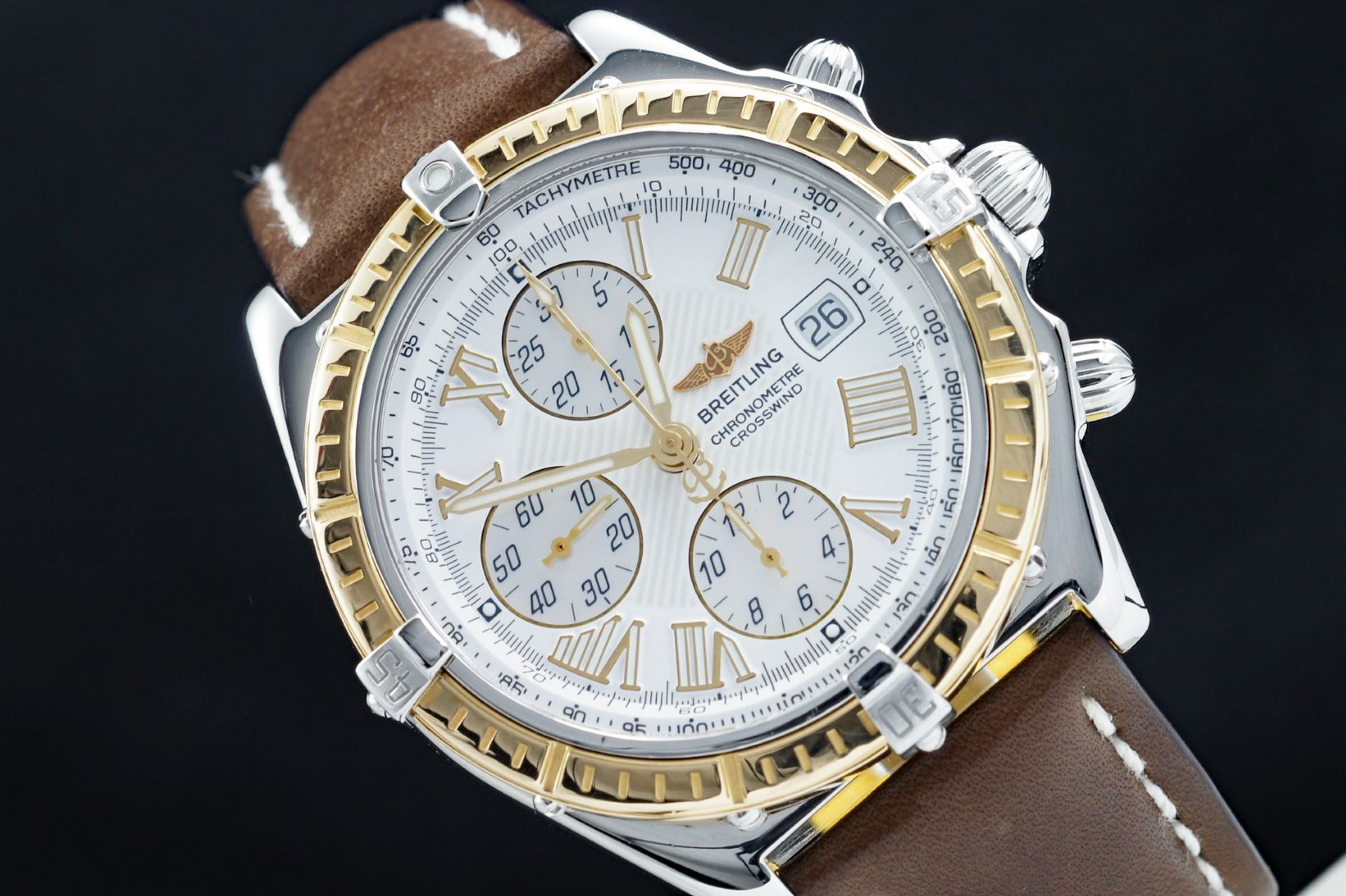 Foto horloge vooraanzicht op RobsWatchPlaza van een: Breitling Crosswind Chronograph g/st D13355