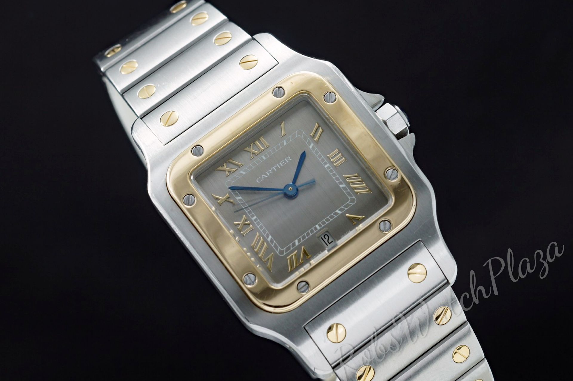 Foto horloge vooraanzicht op RobsWatchPlaza van een: Cartier Santos Galbée g/st 187901 / W20030C4