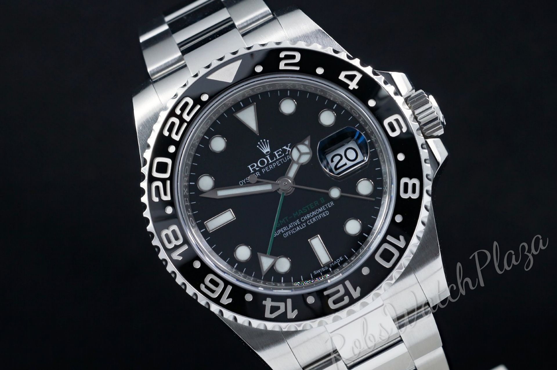 Foto horloge vooraanzicht op RobsWatchPlaza van een: Rolex GMT-Master II 116710LN