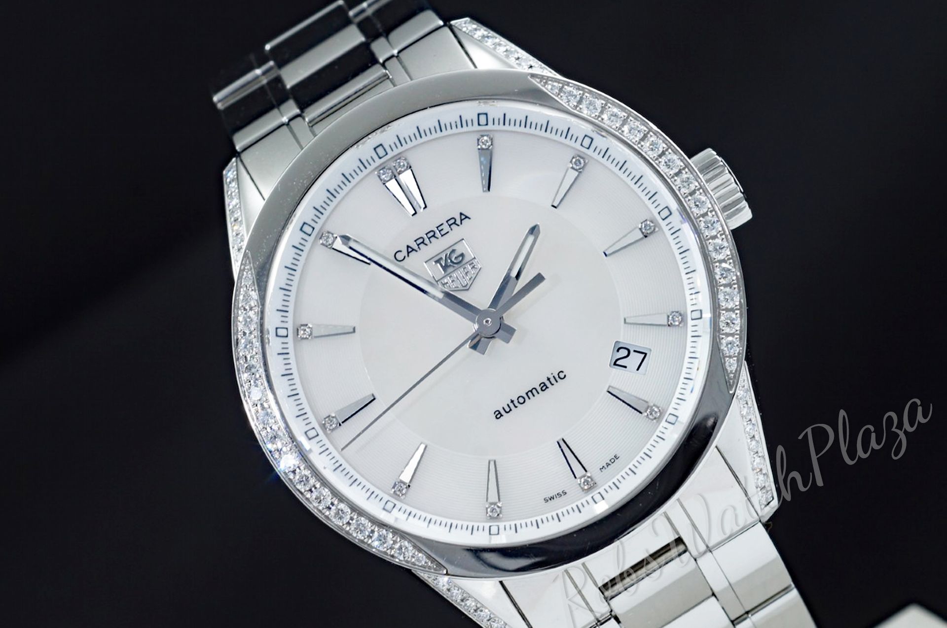 Foto horloge vooraanzicht op RobsWatchPlaza van een: TAG Heuer Carrera Calibre 5 Diamonds Ladies WV2212-0