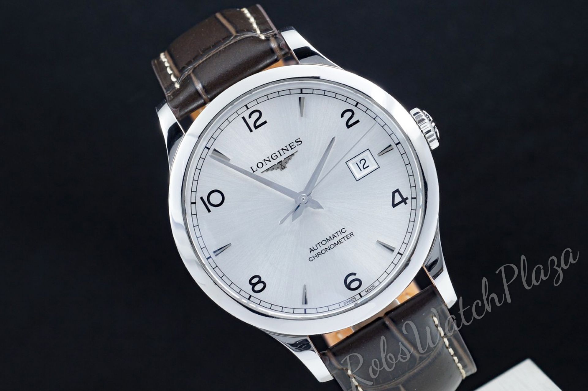 Foto horloge vooraanzicht op RobsWatchPlaza van een: Longines Record automatic L2.821.4.76.2 / L28214762