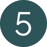White number 5 inside a dark teal circle on a white background