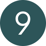 White number 9 on a dark teal circle