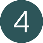 Teal circle with the white number 4 centered inside