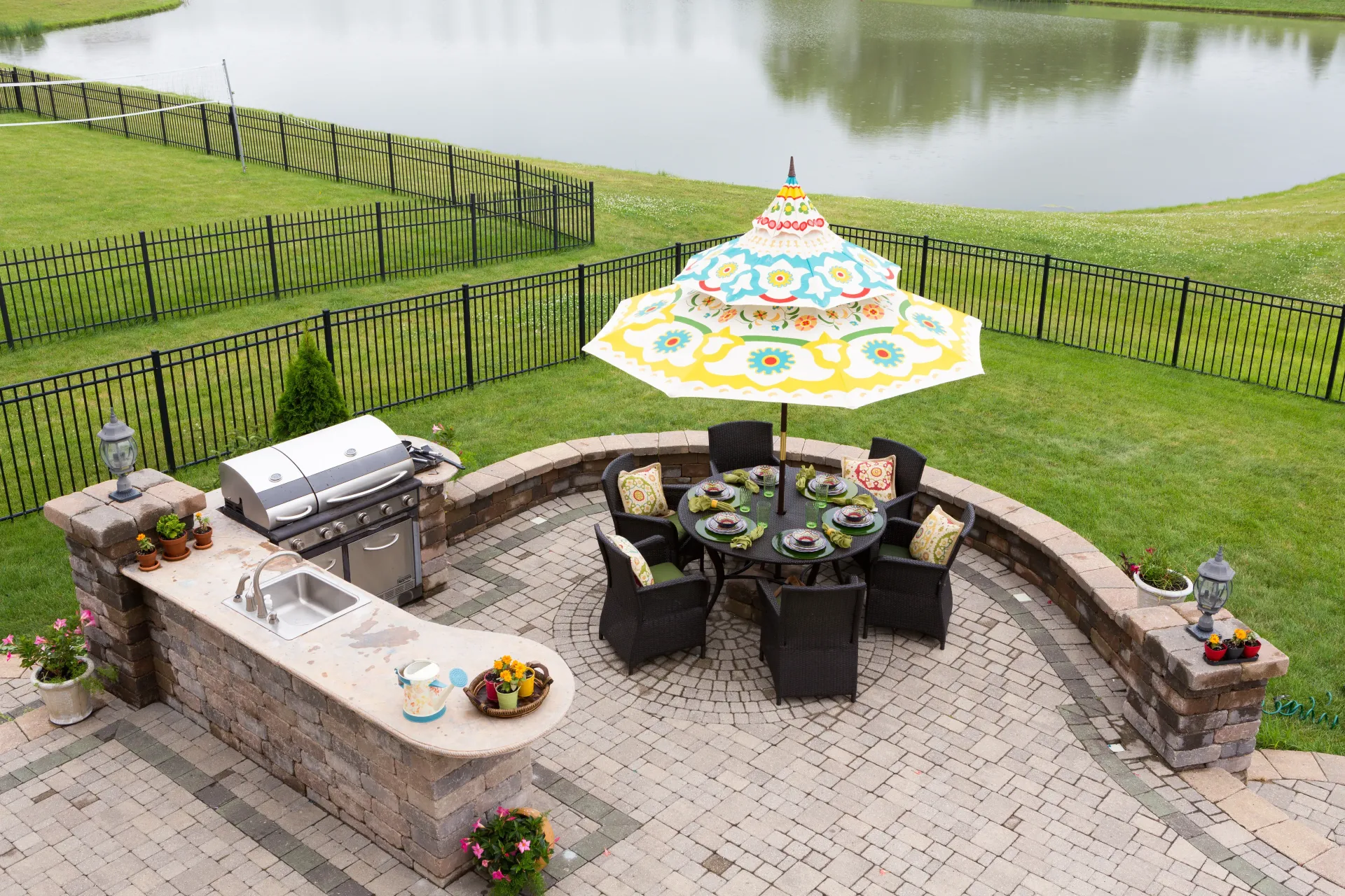 outdoor kitchen and fire feature in mount laurel nj