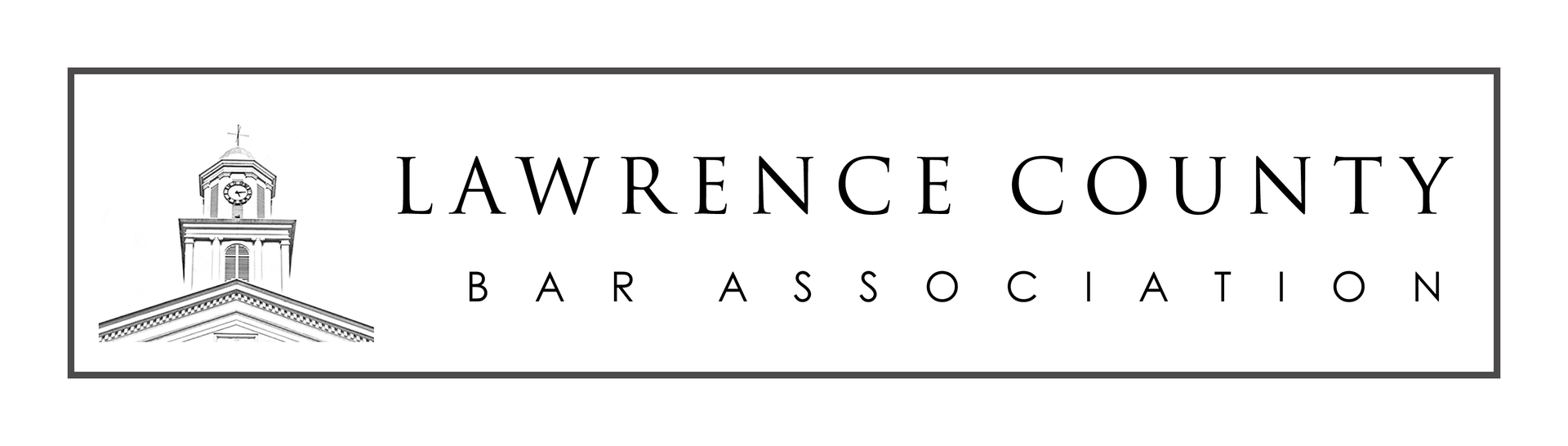 A black and white logo for lawrence county bar association