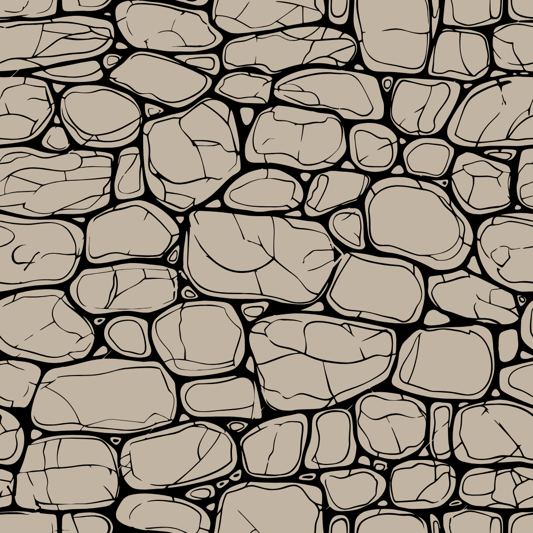 A black and white drawing of a stone wall