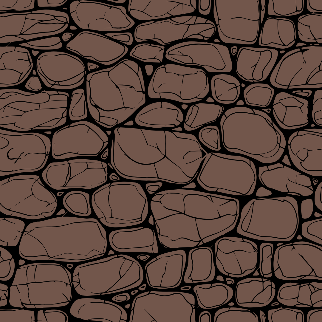 A seamless pattern of brown rocks on a black background