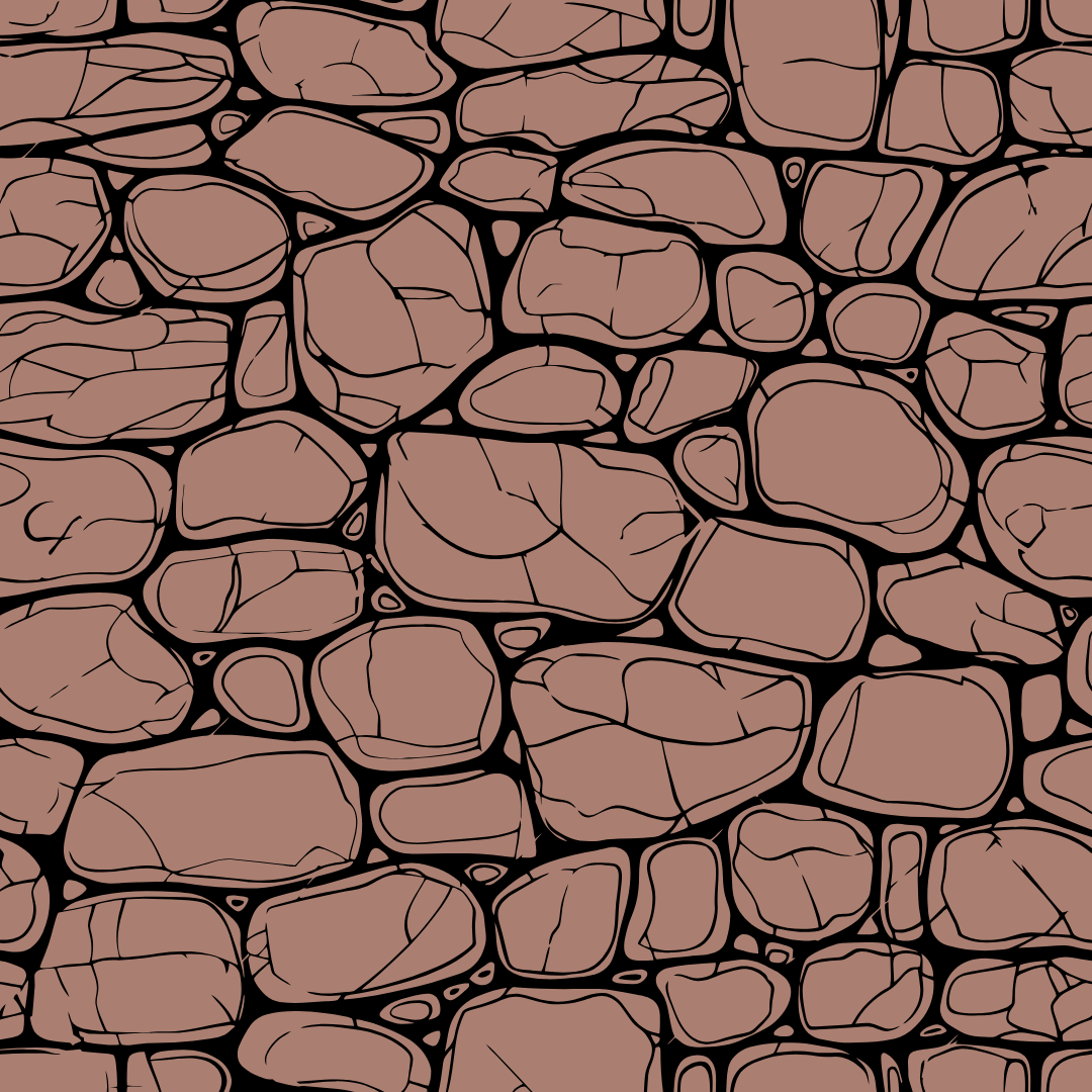 A black and white drawing of a stone wall