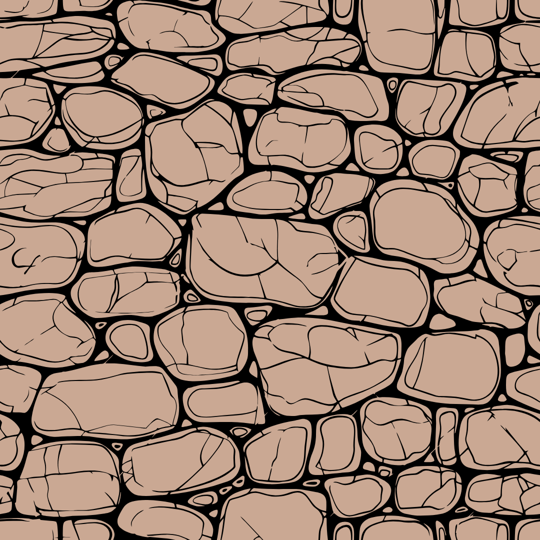 A black and white drawing of a stone wall