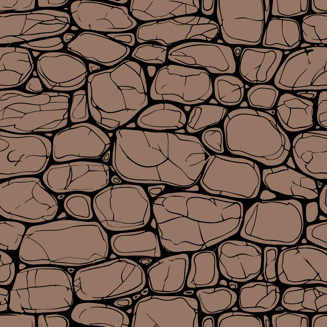 A black and white drawing of a stone wall