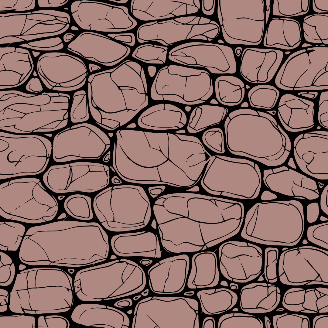 A black and white drawing of a stone wall