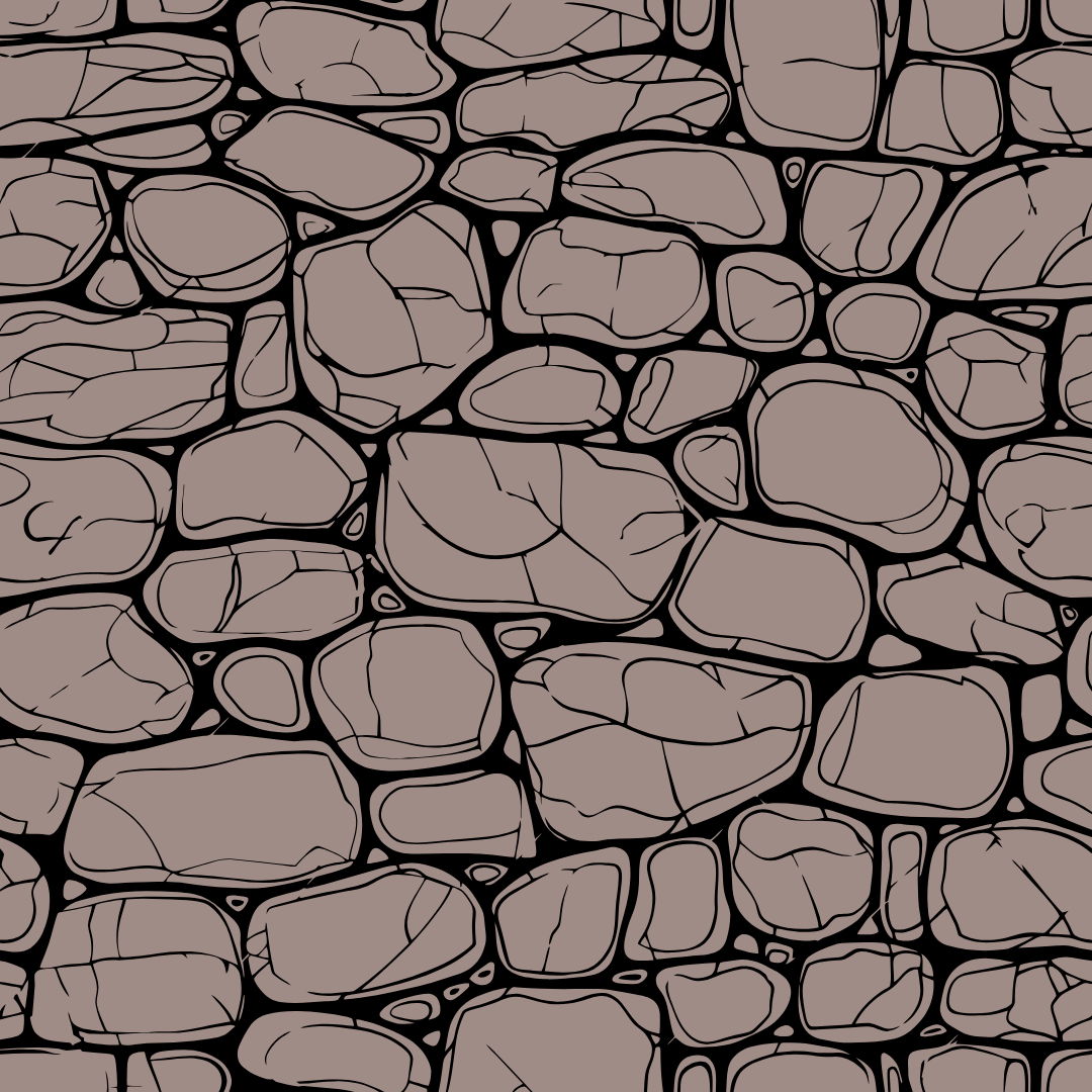A black and white drawing of a stone wall