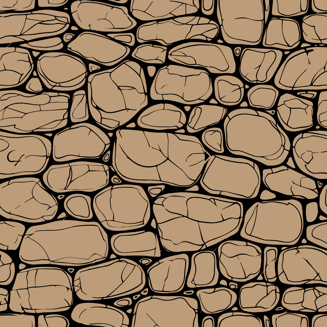A black and white drawing of a stone wall