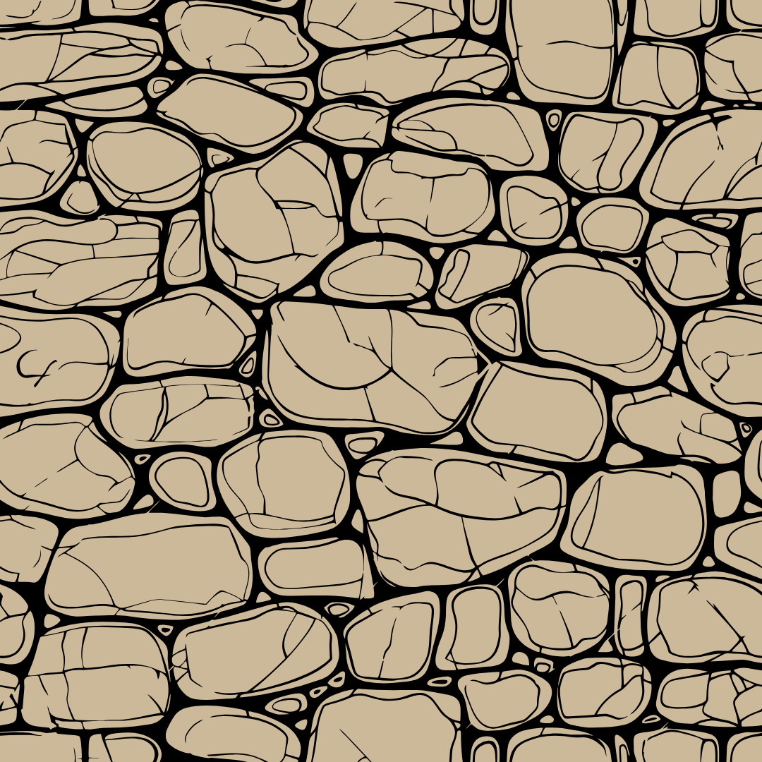 A black and white drawing of a stone wall