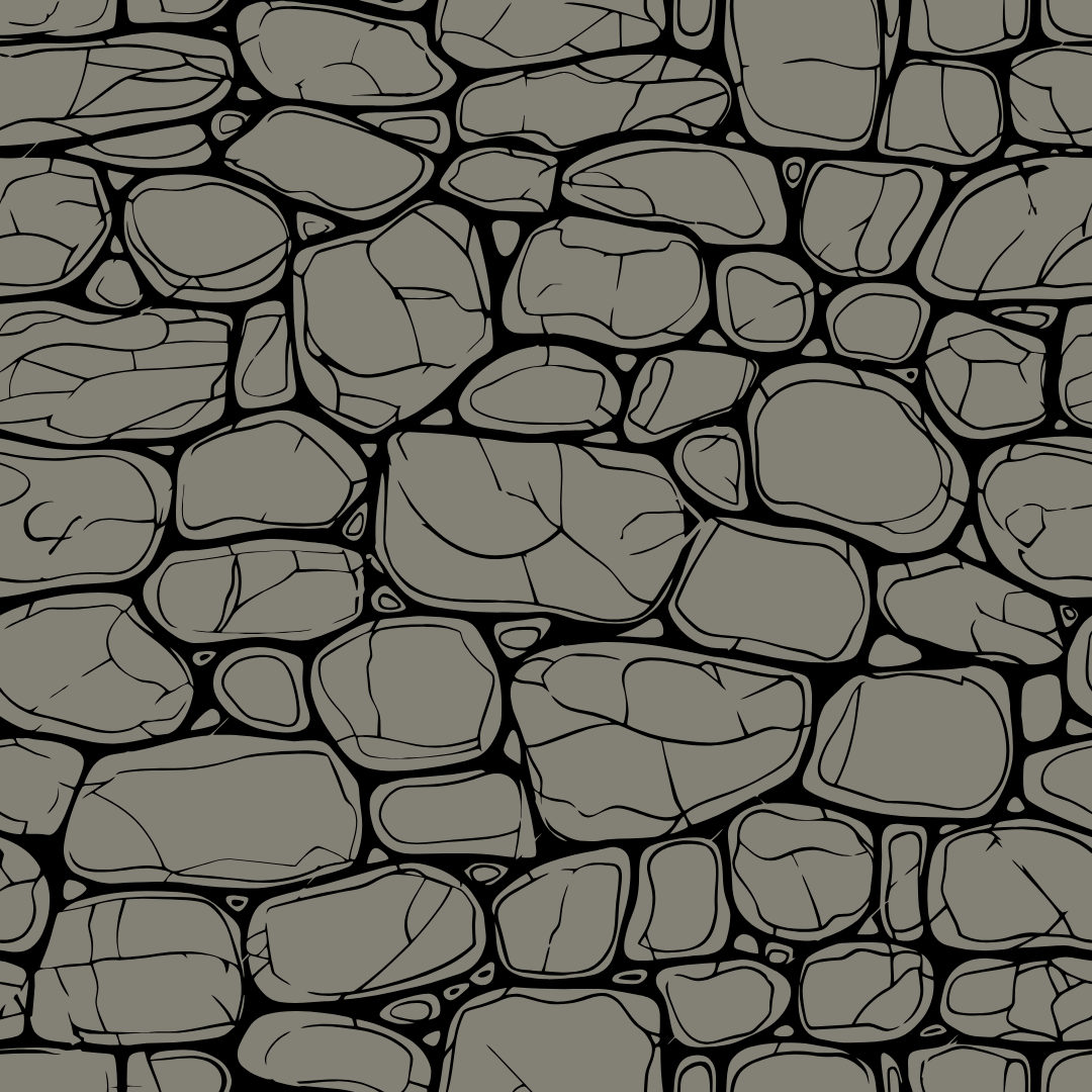 A black and white drawing of a stone wall
