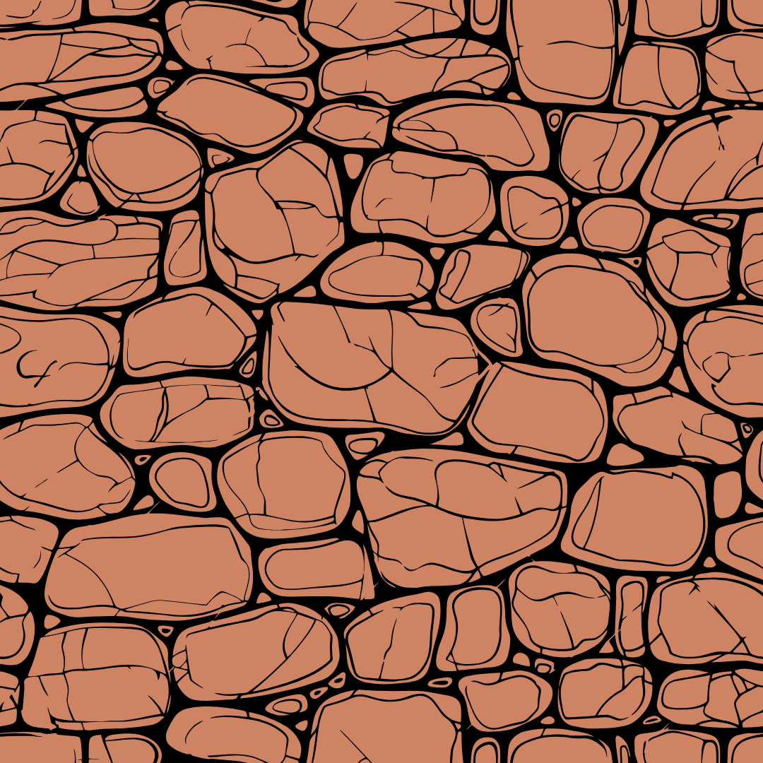 A black and white drawing of a stone wall