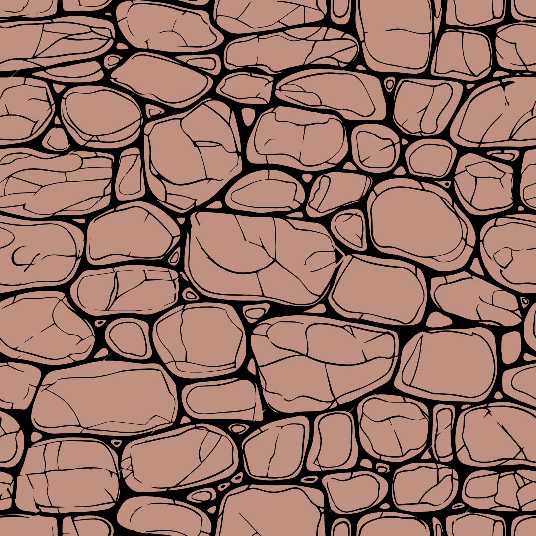 A black and white drawing of a stone wall