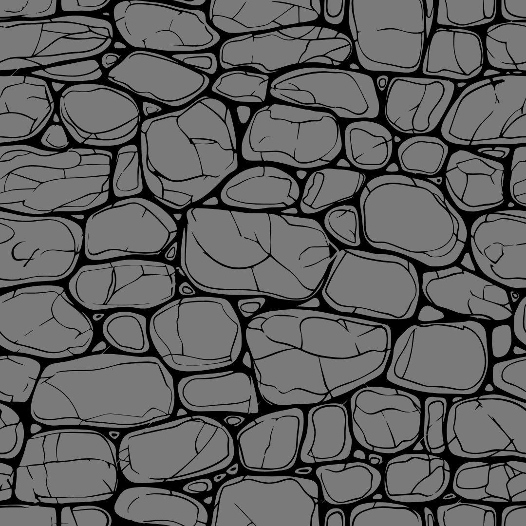 A black and white drawing of a stone wall