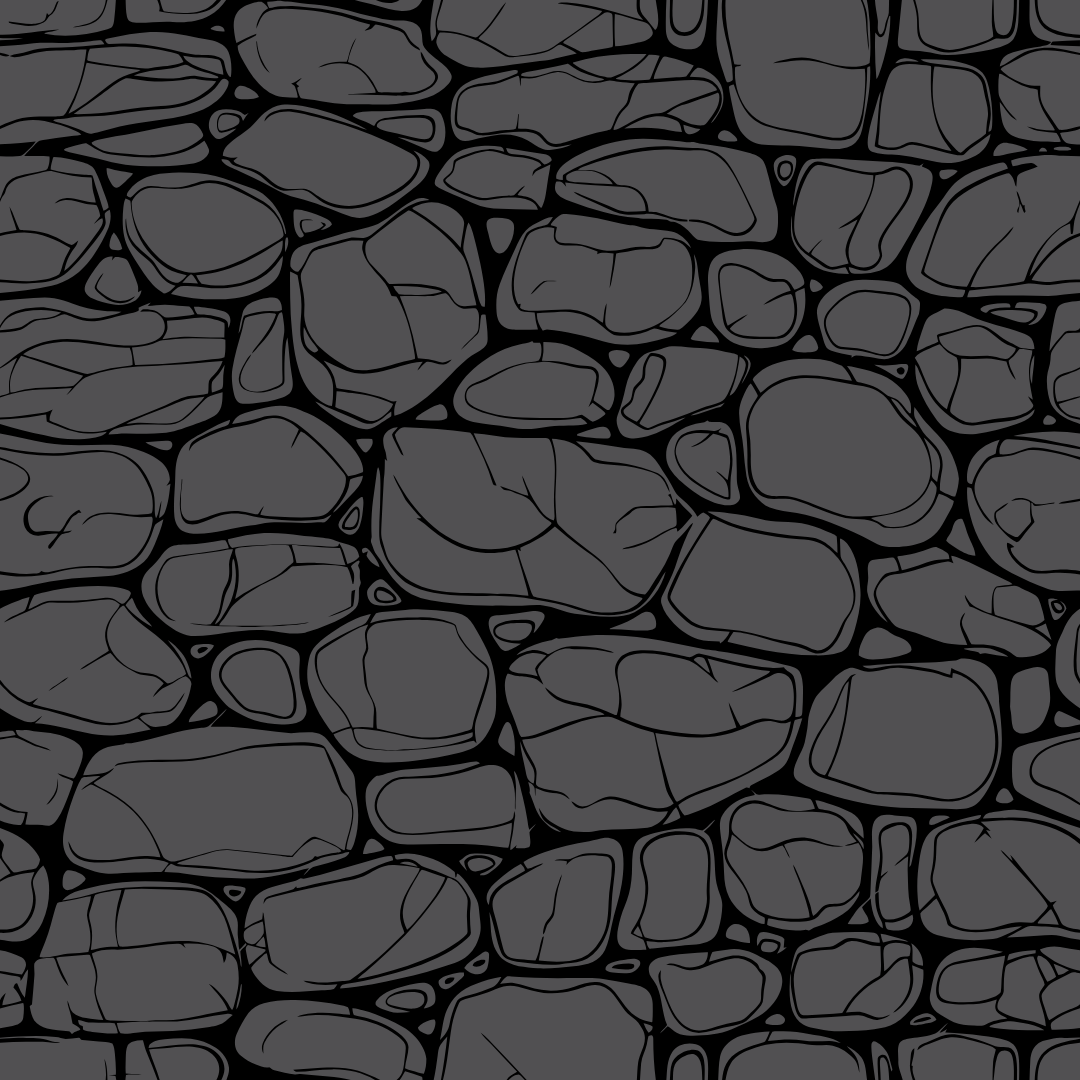 A black and white drawing of a stone wall.