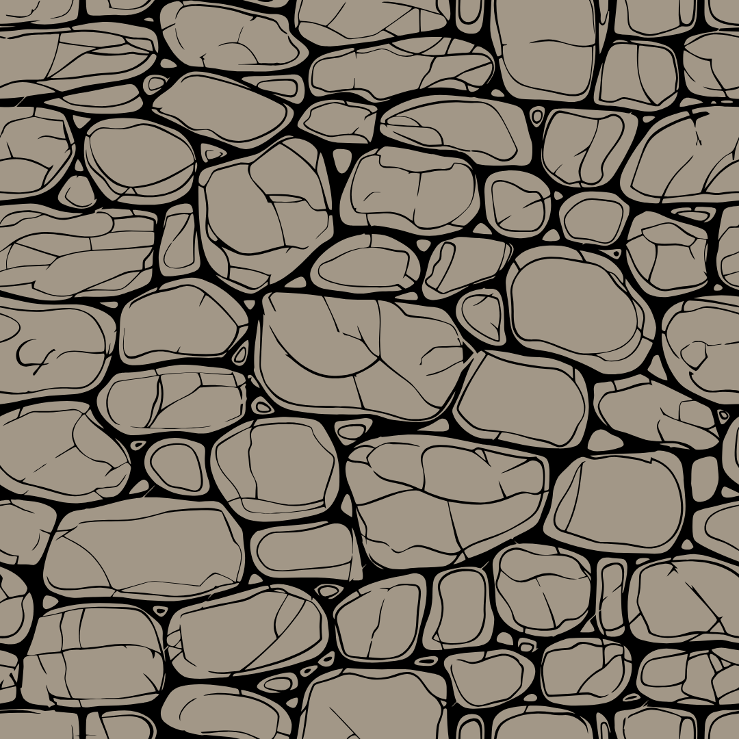 A black and white drawing of a stone wall
