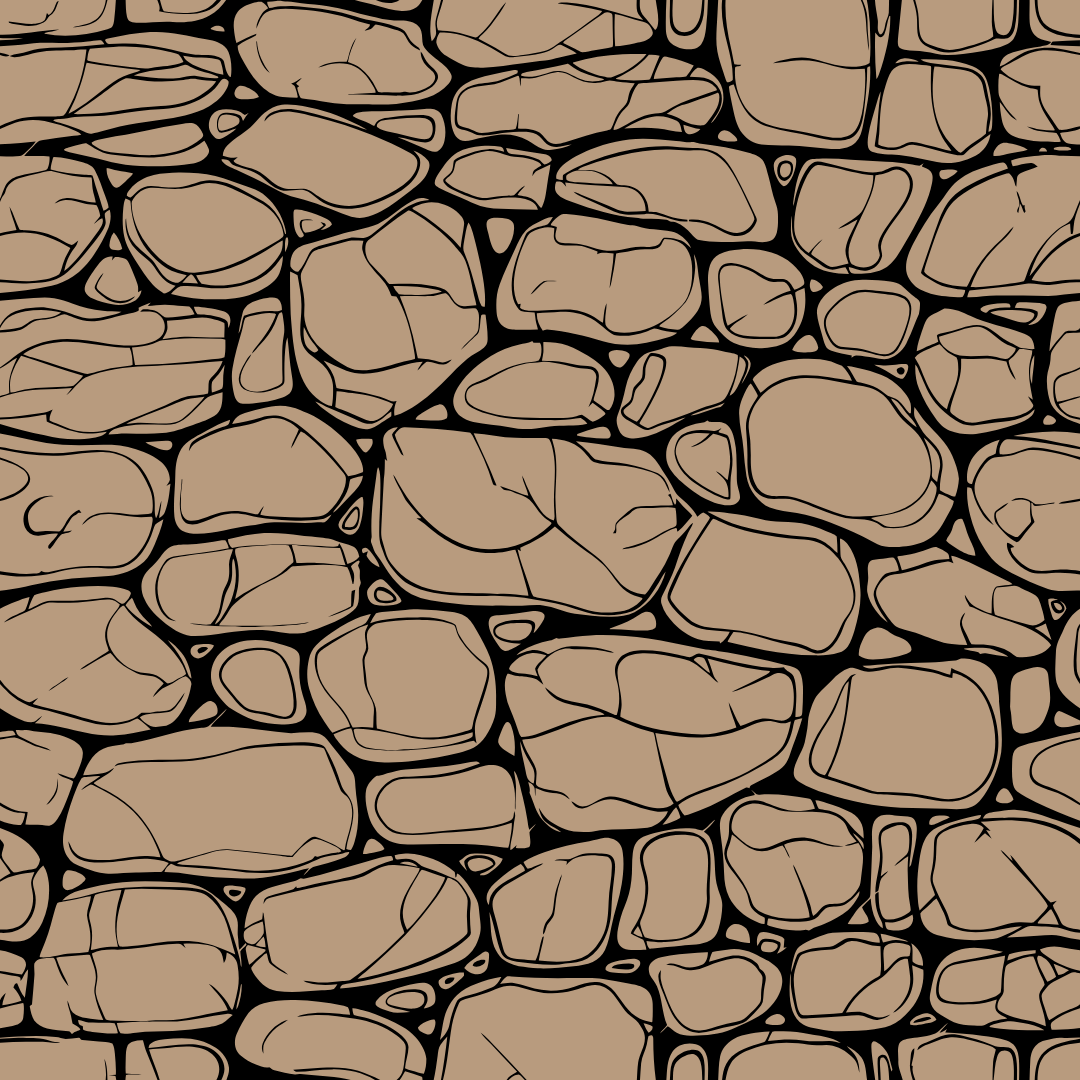 A black and white drawing of a stone wall