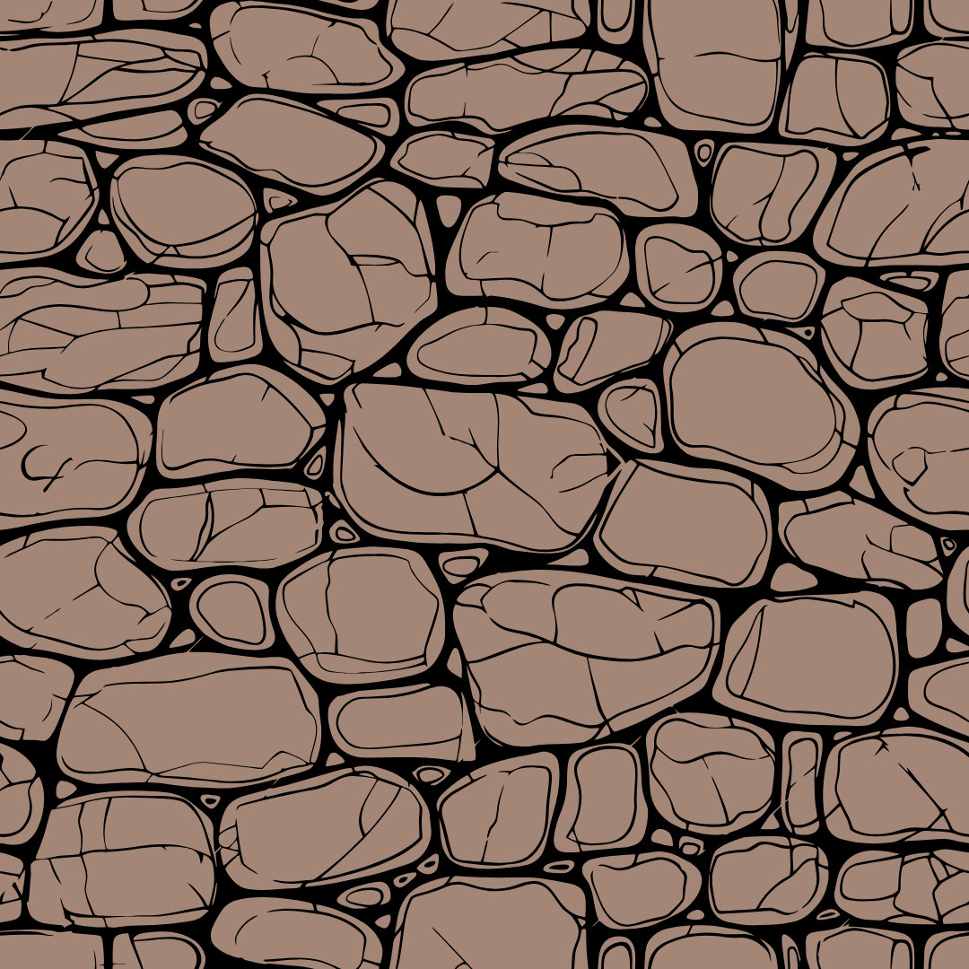 A black and white drawing of a stone wall
