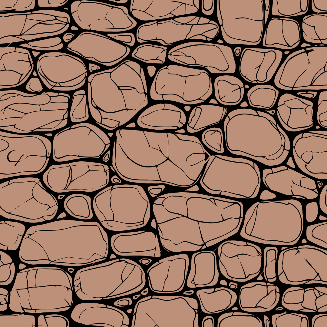 A black and white drawing of a stone wall
