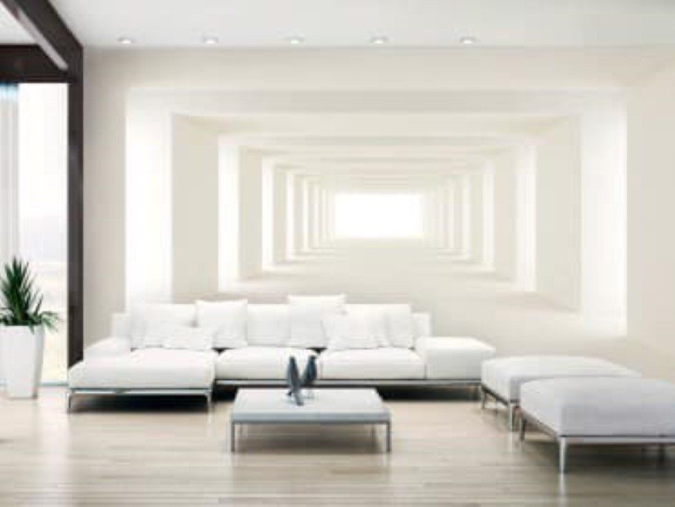 carta da parati con effetto ottico per salotto