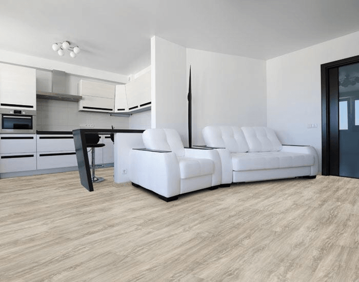 pavimento flottante effetto legno in salotto