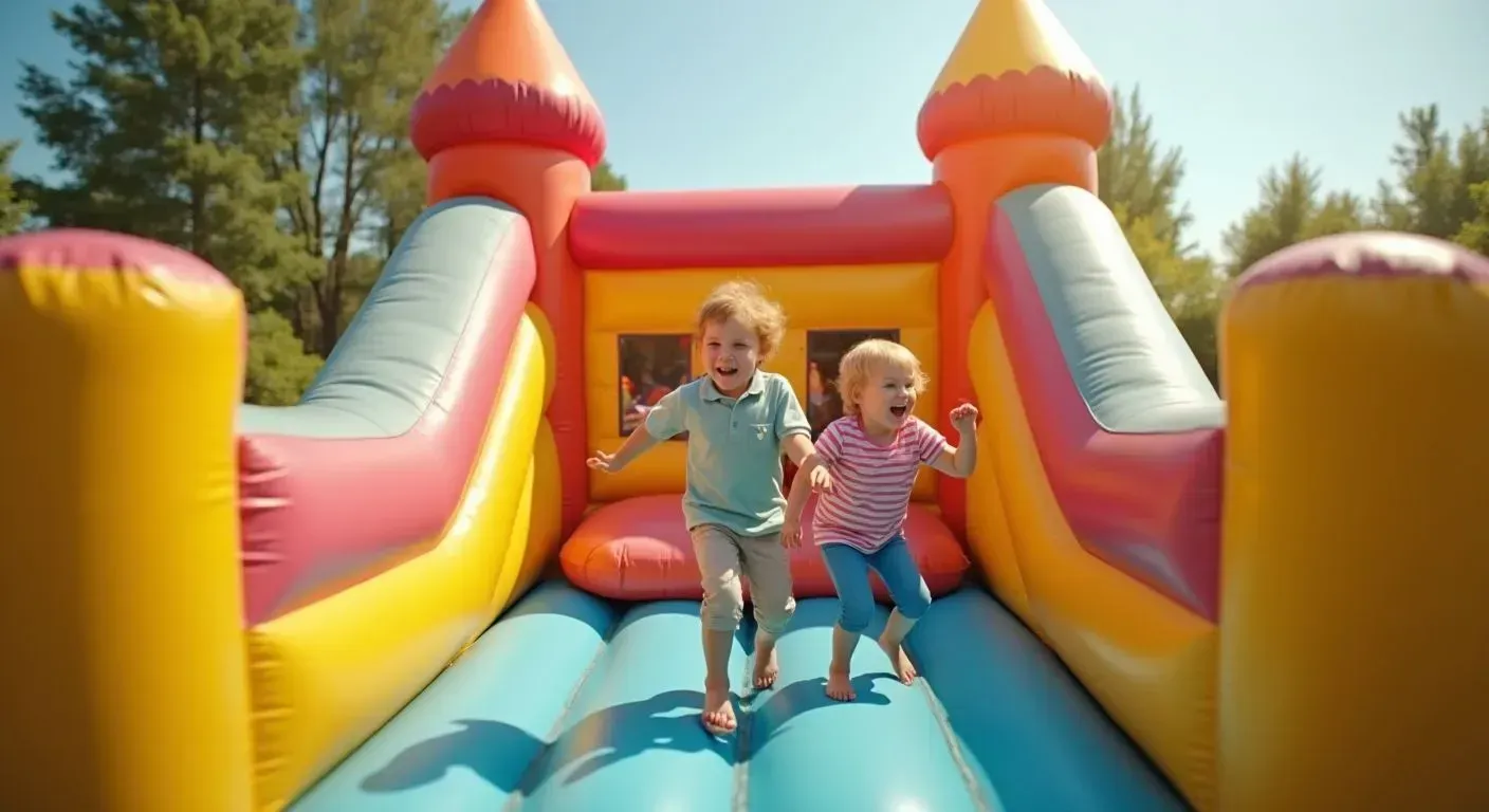Indoor bounce house setup with safety tips