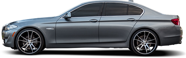 Silver sedan with tinted windows and custom wheels | Libertyville Kar Care