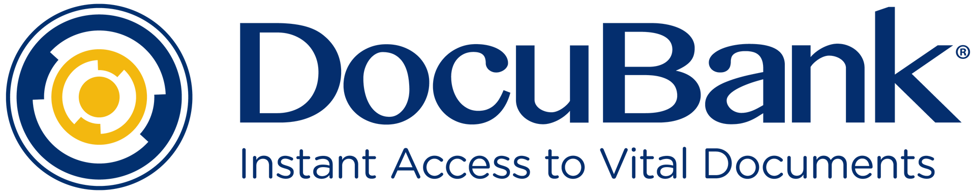 DocuBank logo with a blue and gold circular design and text 