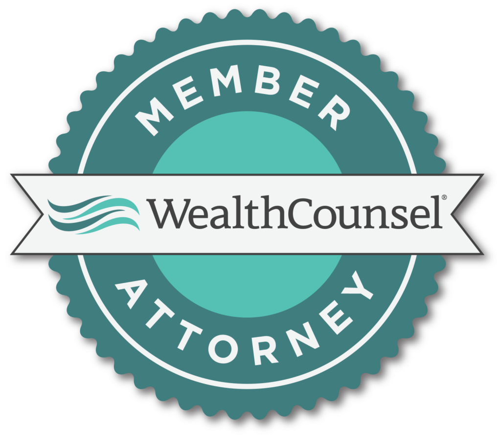 WealthCounsel Attorney member badge in teal and white.