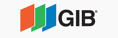 A gib logo with three colored squares on a white background.