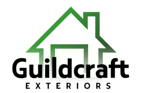 Logo for Guildcraft Exteriors featuring a green house outline above the company name in black text. Logo for Guildcraft Exteriors featuring a green house outline above the company name in black text.