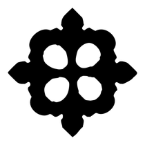 Black geometric flower or rosette icon with four petal-like shapes and four center cutouts on white background