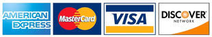 A sign that says we accept american express mastercard visa and discover