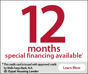 A sign that says 12 months special financing available