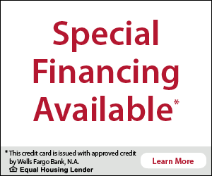 A sign that says special financing available on it