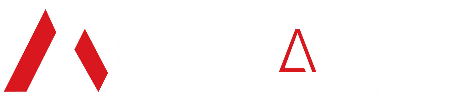 A logo consisting of two slanted red bars next to a smaller, open red triangle outline.