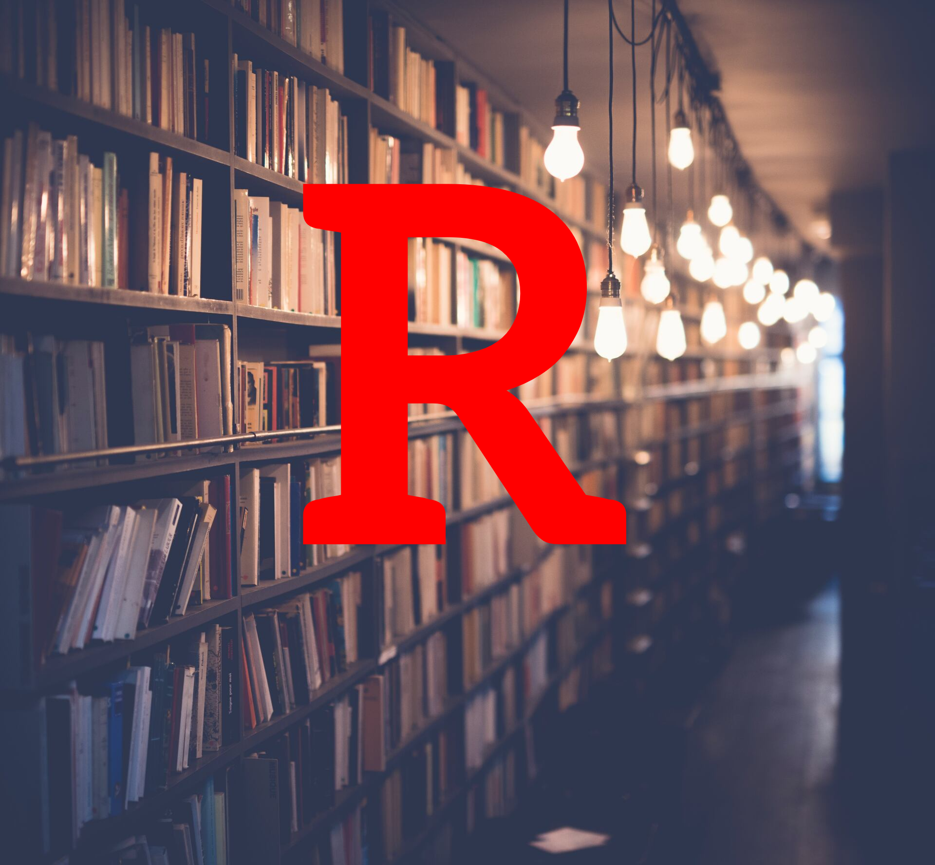 Bibliothek mit rotem Buchstabe R