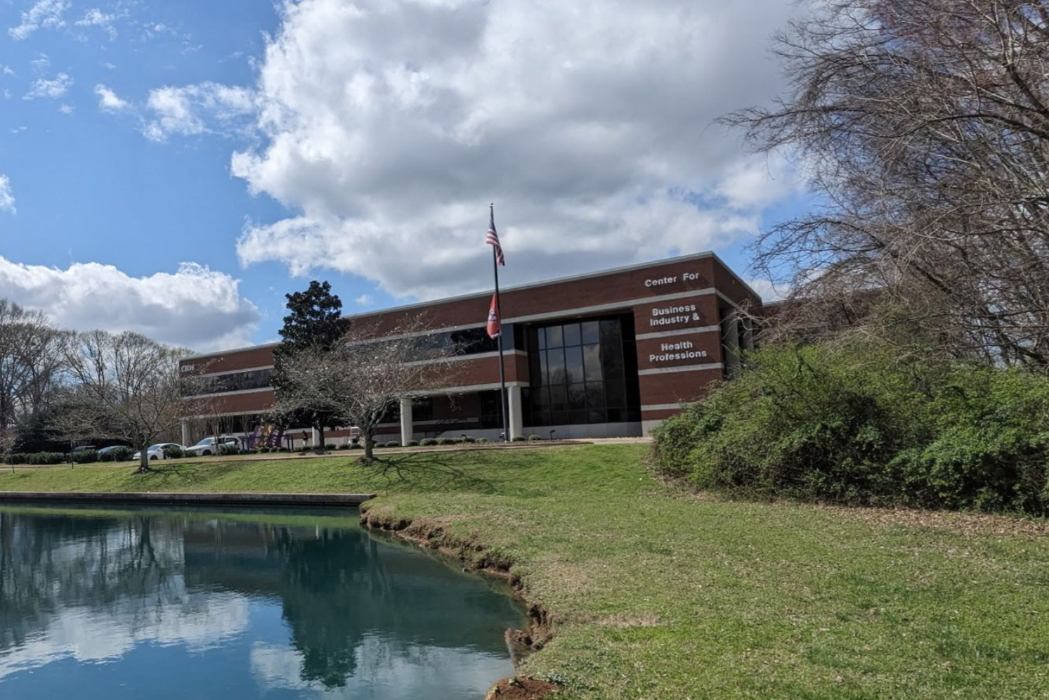 the front of the Chattanooga location building on a partly cloudy day