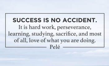 Poster: success is no accident. It is hard work, perseverance, learning, studying, sacrifice, and most of all, love of what you're doing, Pele