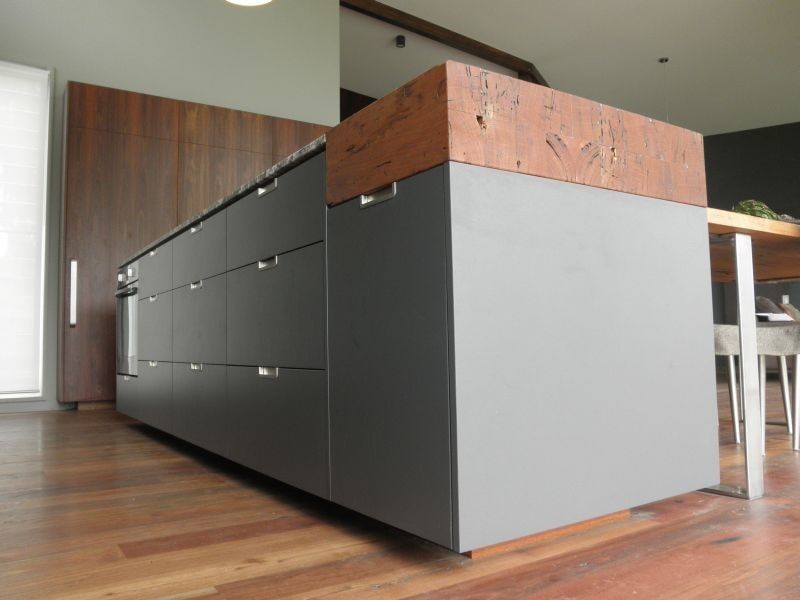 Gray Kitchen Cabinet — Cabinet Makers in Kunda Park, QLD