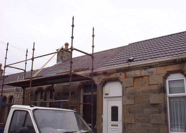 partially installed roof