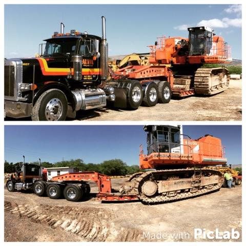 Heavy equipment being transported