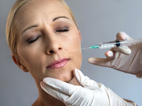 Gray Hair Woman Having Botox — Farmington Hills, MI — Farmington Hills Dermatology