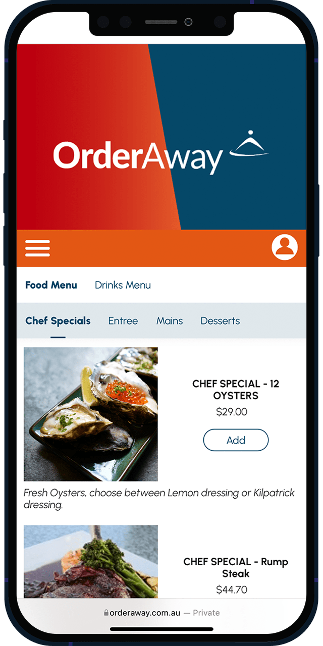OrderAway Mobile User Interface — Mackay, QLD — CQ Point of Sale Pty Ltd